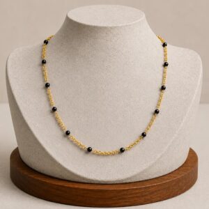 Colar gargantilha de turmalina negra banhada a ouro 18k