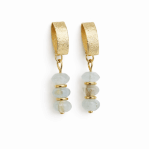 brincos agua marinha rondel, banhados a ouro 18 k