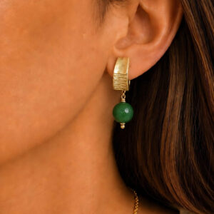 BRINCOS aventurina facetada banhada a ouro 18k