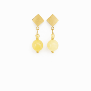 brincos calcita amarela e citrino banhados a ouro 18k. peça única, feito a mão, Ceci joias