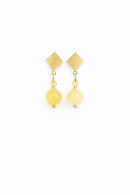 brincos calcita amarela e citrino banhados a ouro 18k. peça única, feito a mão, Ceci joias