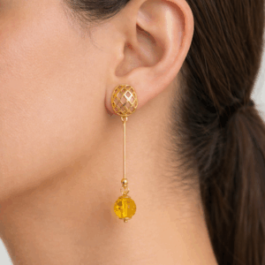 brincos de citrino facetado banhados a ouro 18 k, peça única, feito a mão