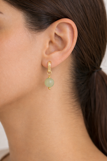 brincos de jade banhado em ouro 18k Ceci joias brincos de jade banhado em ouro 18k Ceci joias