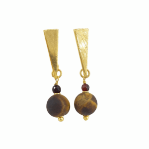 brincos de olho de tigre fosco banhados a ouro 18k.