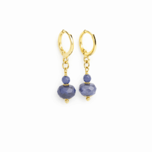 Brincos safira de argola banhado a ouro 18 k Fundo branco