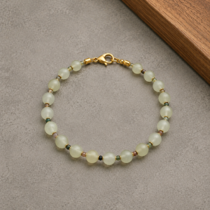pulseira de jade e ágata indiana banhada a ouro 18k.