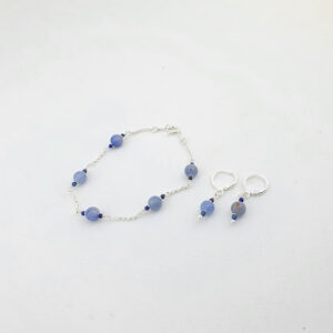 pulseira sodalita e lapis lazuli + brincos prata 2000011