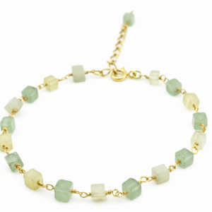 Pulseira de amazonita e quartzo verde banhada a ouro 18k, peça única. Ceci joias