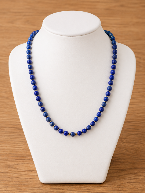 Colar de lapis lazuli facetado no mostruario branco absoluto