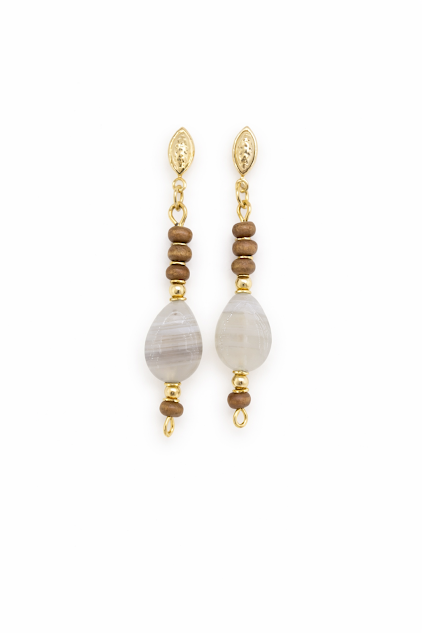 Conjunto de madeira cerâmica e ágata cinza folheado a ouro 18 k . Biojoia delicada confeccionada com pedras naturais deágata cinza de 1 cm, madeira e cerâmica feita a mão. Acessórios e entremeio banhadas em 10 milésimos de ouro 18 k. Tamanho do colar: 48 cm. Brincos: 4,5 cm Pulseira: 20 cm. Peças únicas e exclusivas. Conjunto de madeira cerâmica e ágata cinza folheado a ouro 18 k . Biojoia delicada confeccionada com pedras naturais deágata cinza de 1 cm, madeira e cerâmica feita a mão. Acessórios e entremeio banhadas em 10 milésimos de ouro 18 k. Tamanho do colar: 48 cm. Brincos: 4,5 cm Pulseira: 20 cm. Peças únicas e exclusivas.