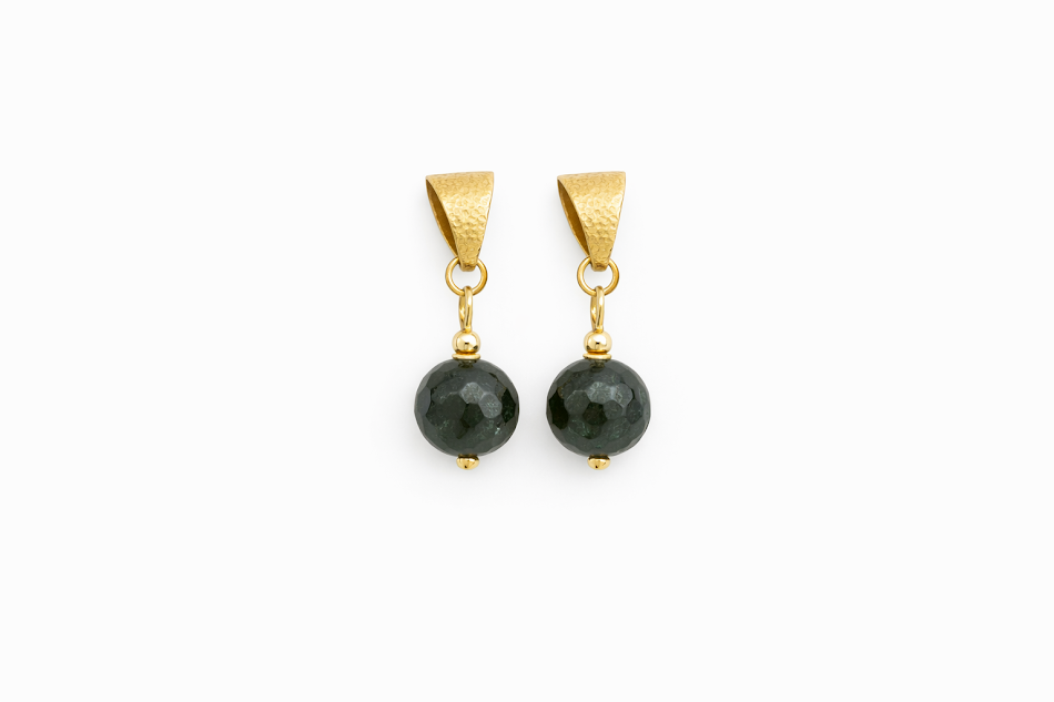 brincos de agata indiana facetada , banhados a ouro 18k.