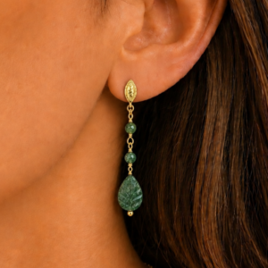 brincos folha agata three banhados a ouro 18k