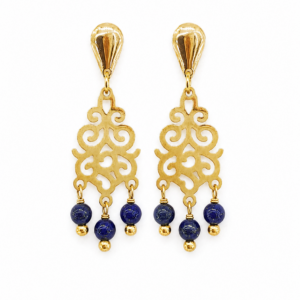brincos de lapis lazuli com esferas de 3 mm , feitos a mão em Belém do Pará, peça única, Ceci joias da amazonia