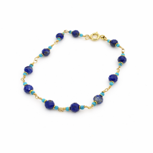 pulseira lapis lazuli e turquesa feitas a mão em Belem do Pará pela Ceci joia. Fundo branco
