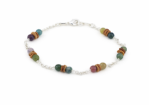 pulseira morototo e agata indiana banhada a prata 925