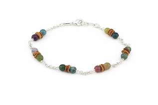 pulseira morototo e agata indiana banhada a prata 925
