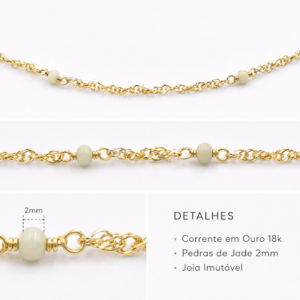 detalhes da trama co lolar de jade branco de 2 mm, feito a mão pela Ceci joias da amazonia,