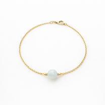 pulseira elo portugues banhado a ouro 18k, esfera de agua marinha de 8mm