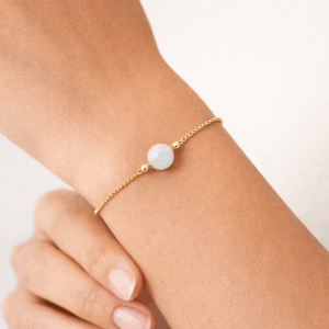 pulseira de agua marinha, corrente elo portugues banhado em 10 milésimos de ouro 18k.