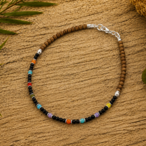pulseira de pedras naturais de 2mm, banho de prata feita a mão pela ceci joias da amazonia.