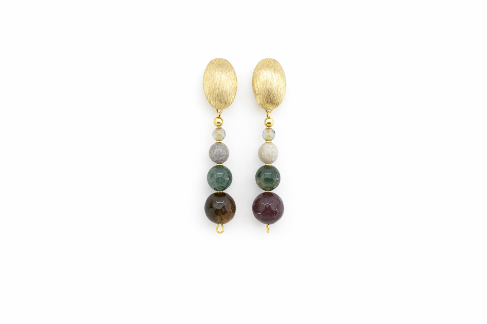 brincos de ágata indiana com bases escovadas banhadas a ouro 18k. brincos de ágata indiana com bases escovadas banhadas a ouro 18k.