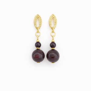 brincos de granada de 6 e 4 mm banhados a ouro 18k, Peça única , ceci joias da amazonia