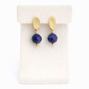 brincos lapis lazulino mostruario, banhados a ouro 18 k, peça única da ceci joias.